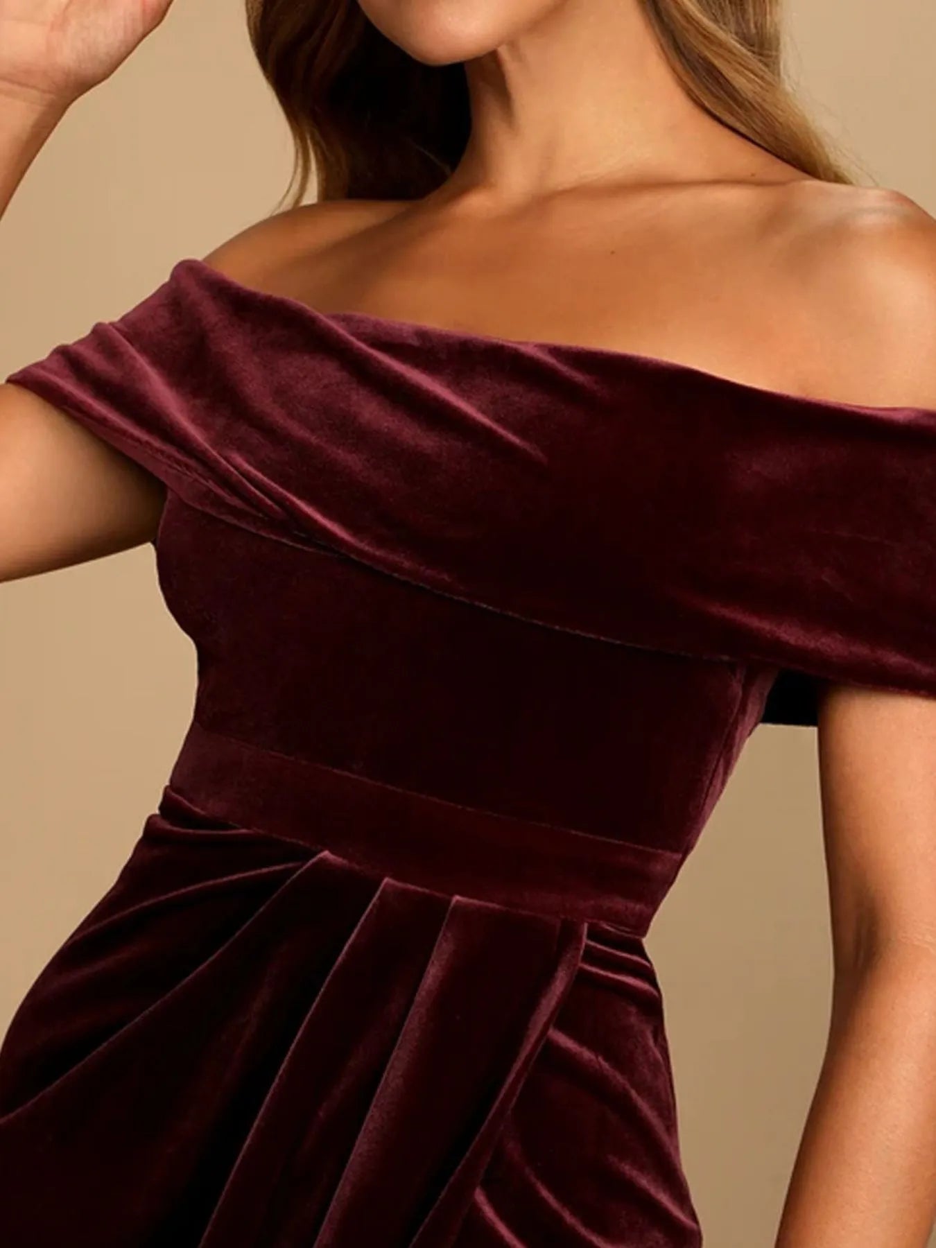 Off-Shoulder Wrap Dress with Side Slit