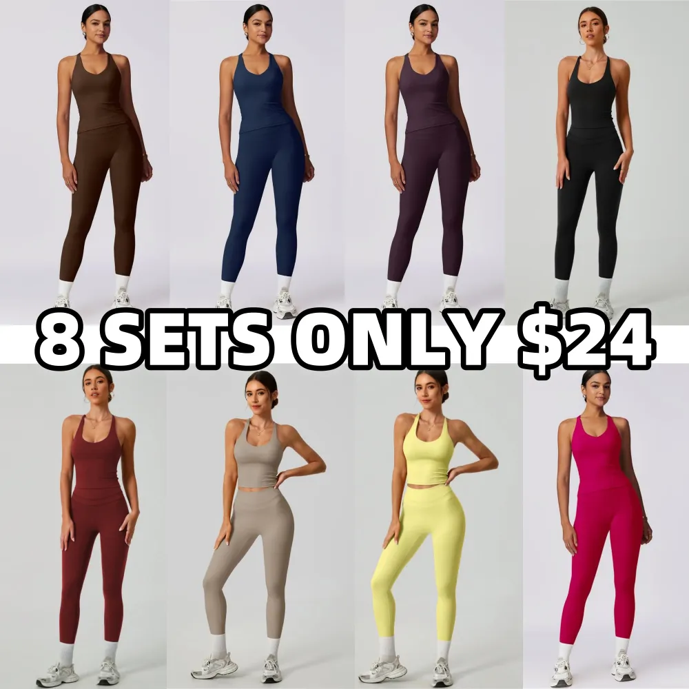 Women's Crisscross Back Tank & High-Waist Butt-Lift Leggings Set