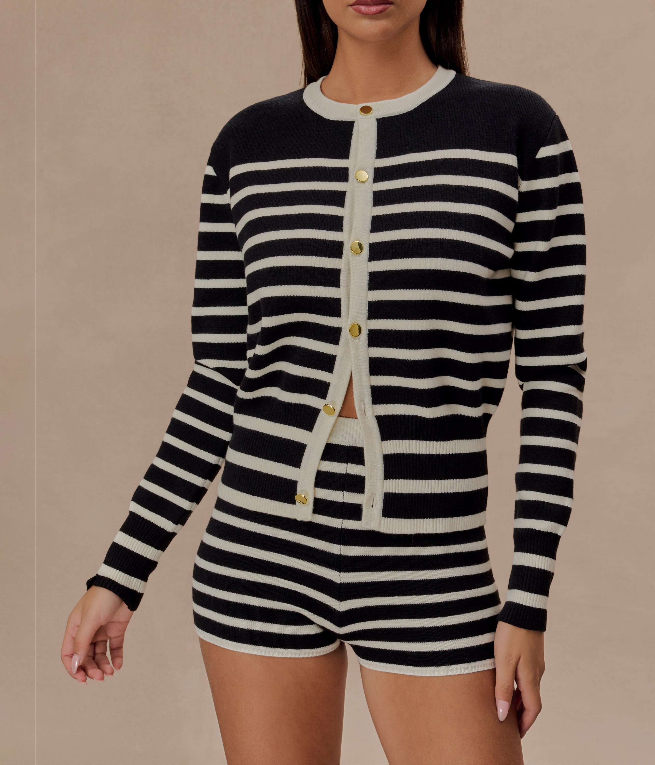 Black/white Stripe Knit Shorts