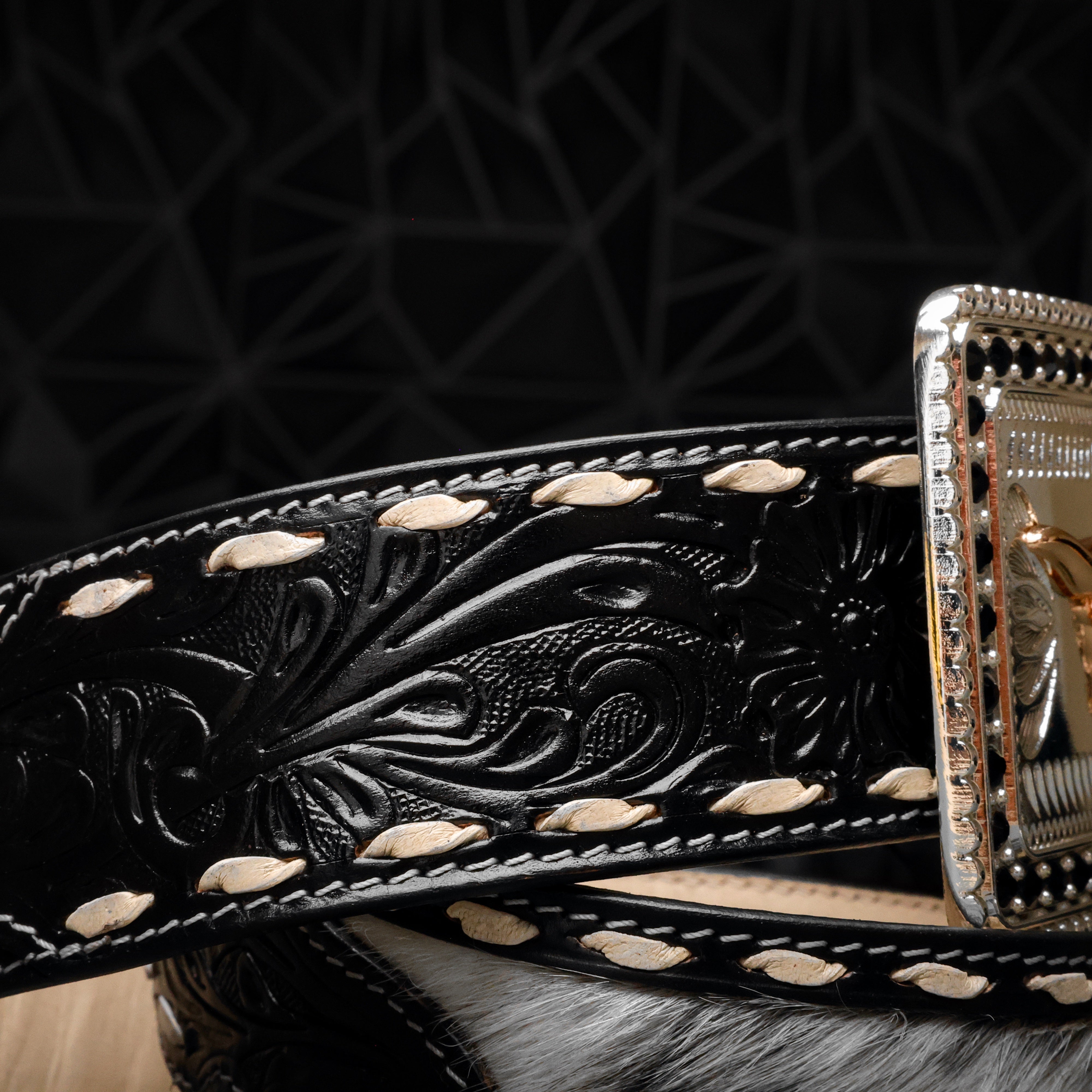 2 Inch Hand-Tooled Artesanal Genuine Cowhide Leather Belt