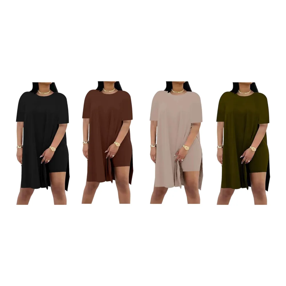 Women Plus Crewneck Short Sleeve Tops and Skinny Biker Shorts Sets