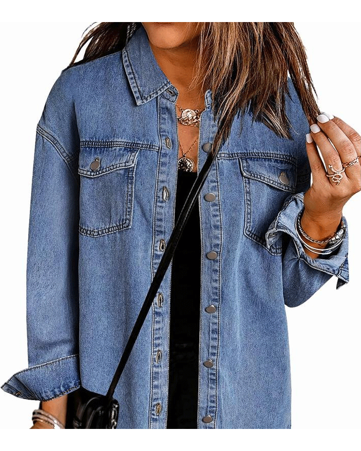 Jean Jackets for Women Ripped Fringe Denim Jean Jacket
