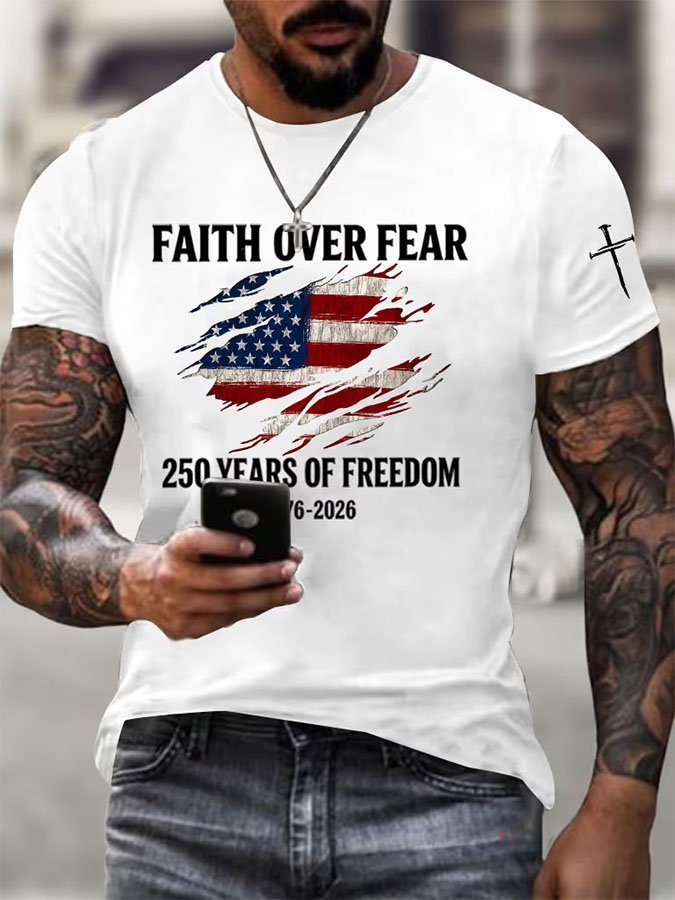 Men'S American Flag Commemorative 250Th Anniversary Classic Pattern Short Sleeve T-Shirt