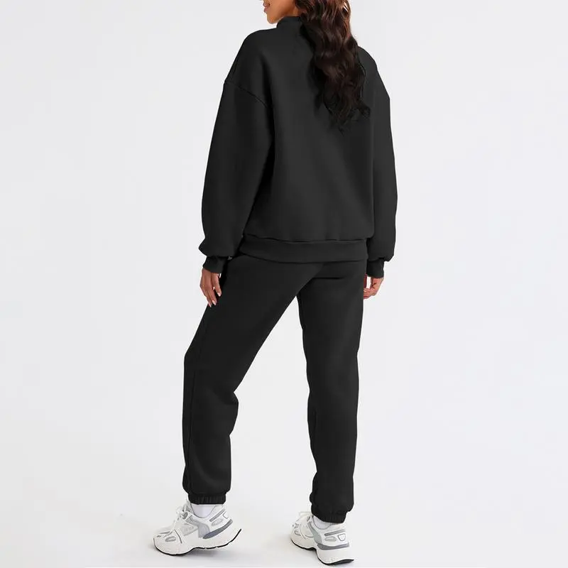 Women 2 Piece Outfits Sweatsuit Oversized Half Zip Pullover Long Sleeve Sweatshirt Jogger Pants Set with Pockets Outdoorfun
