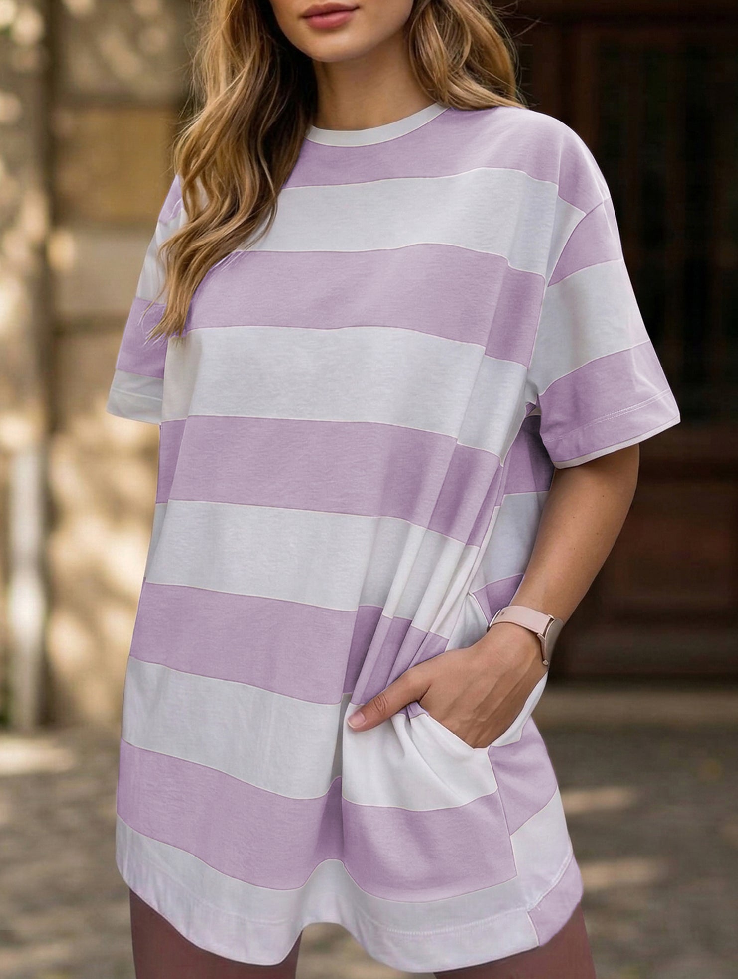 Stripe Loose Sport Tee Dress