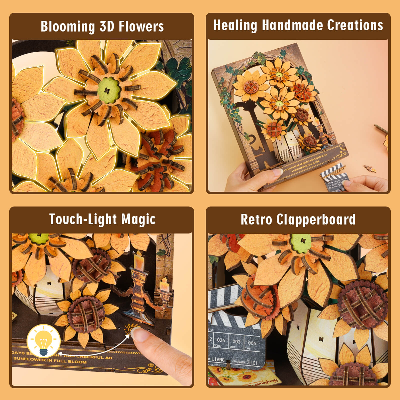 Windowside Sunflower Whispersâ€“ DIY Wooden Painting, 3D Puzzle Craft Kit