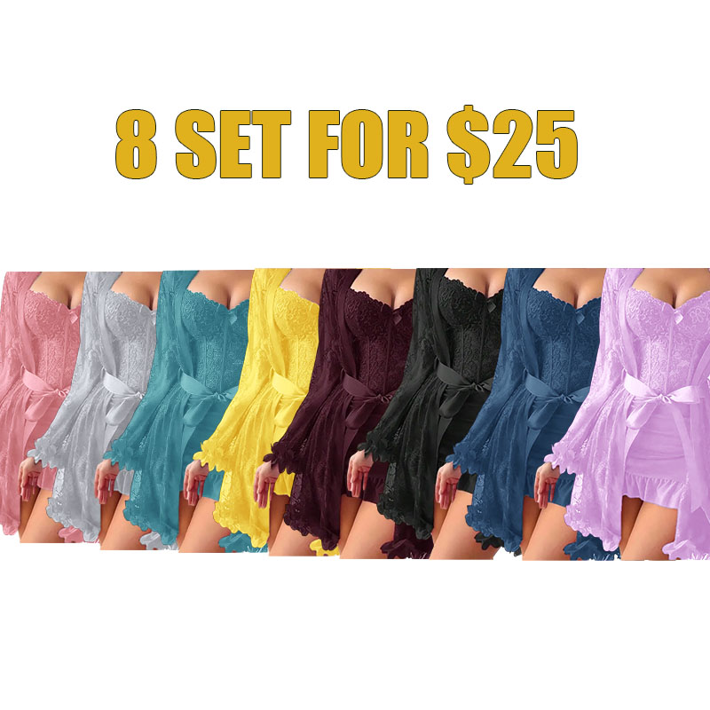 2-Piece Lace Bodysuit & Mesh Sleep Shorts Set – V-Neck Sexy Nightwear for Women