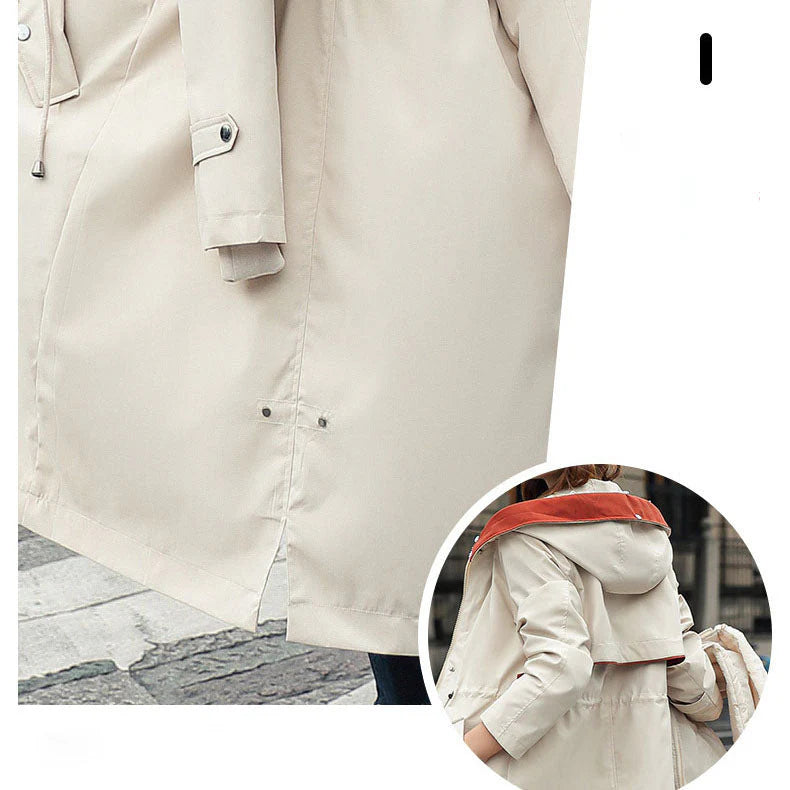 Women's winter parka with hood and fur collar