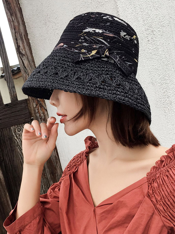 Leisure Print Sun-Protection Straw Hat