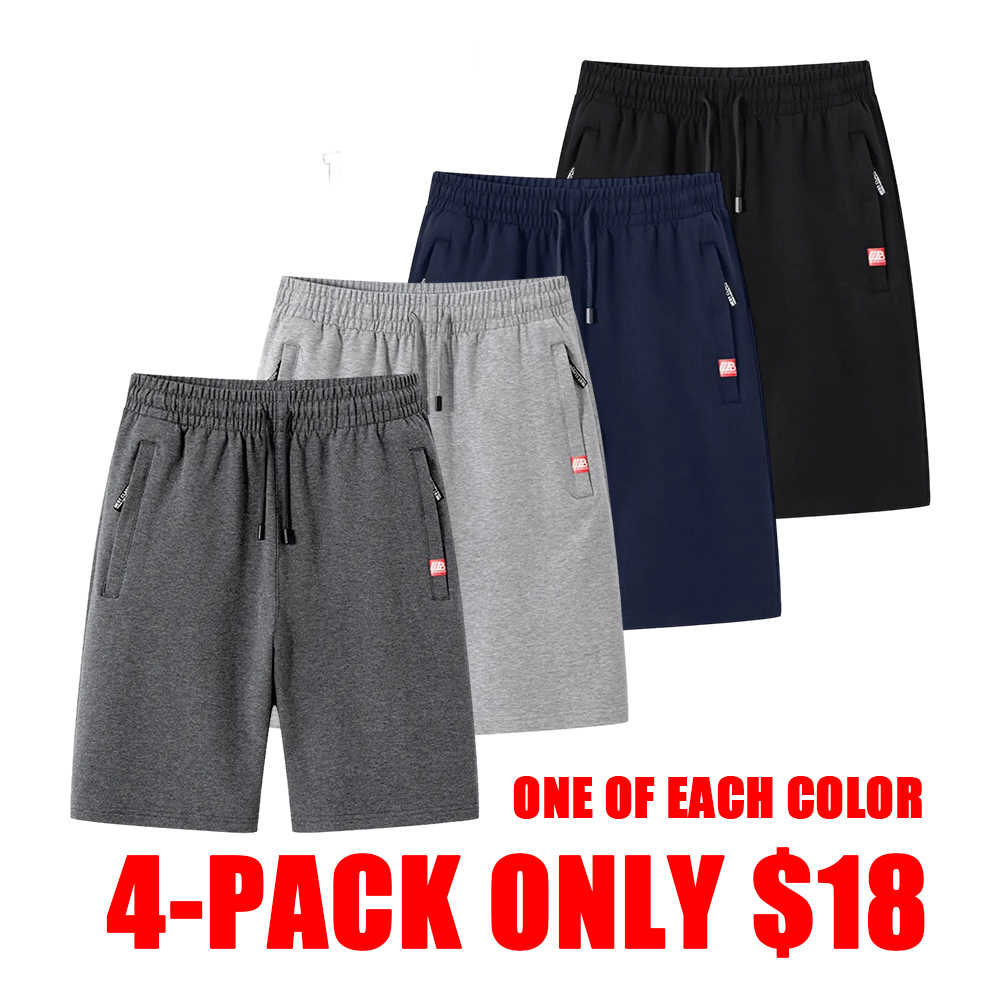 Men’s casual athletic shorts, made from breathable fabric with a zipper design