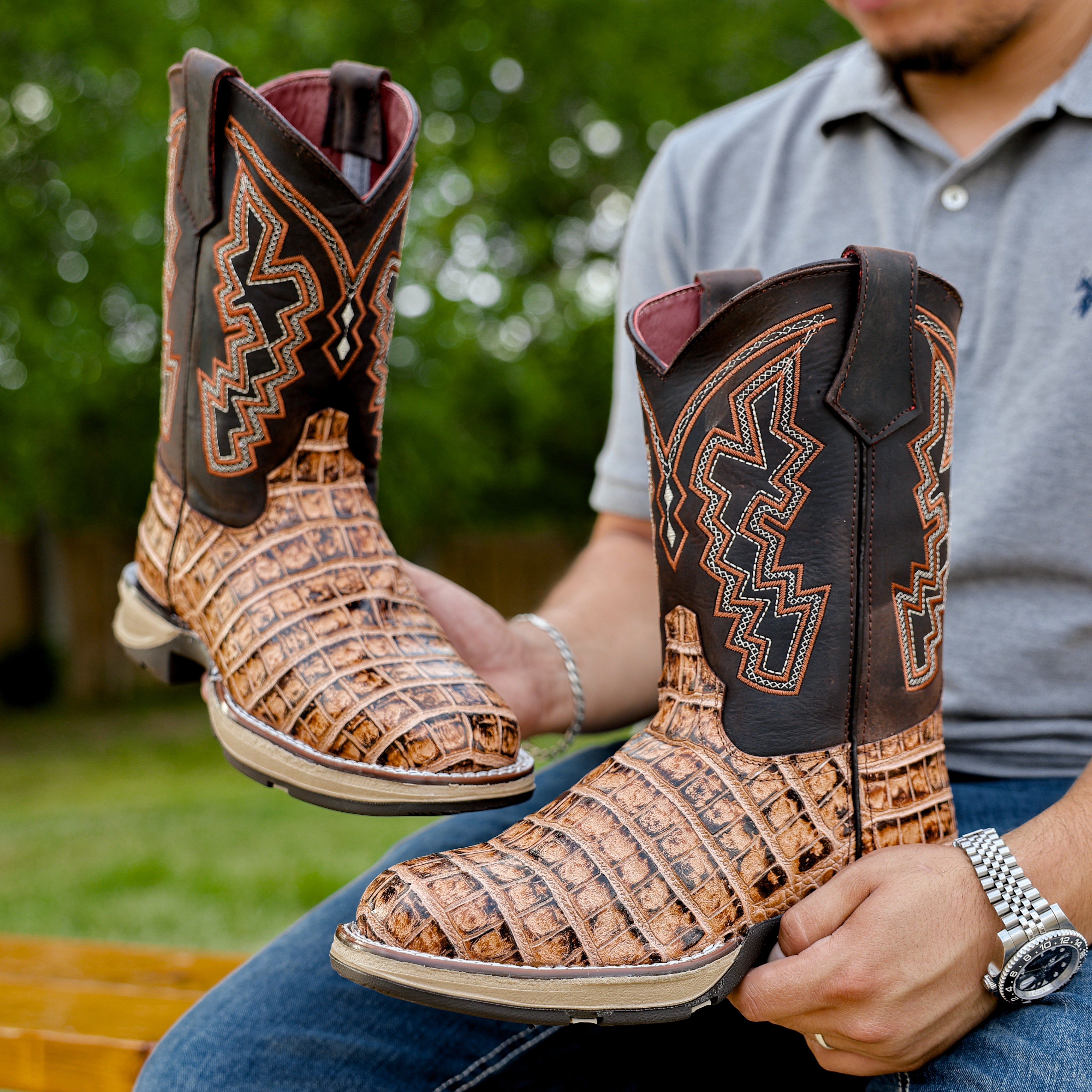 Orix Caiman Belly Leather Boots With 3D Lightweight Sole - Composite Toe