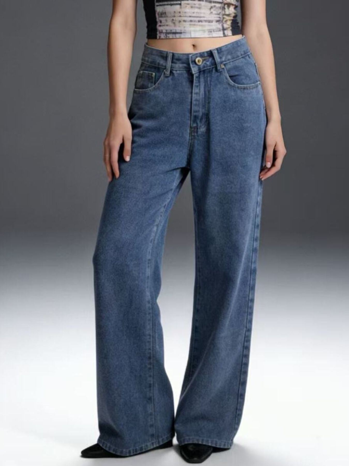 Bow Back Wide Leg Jeans