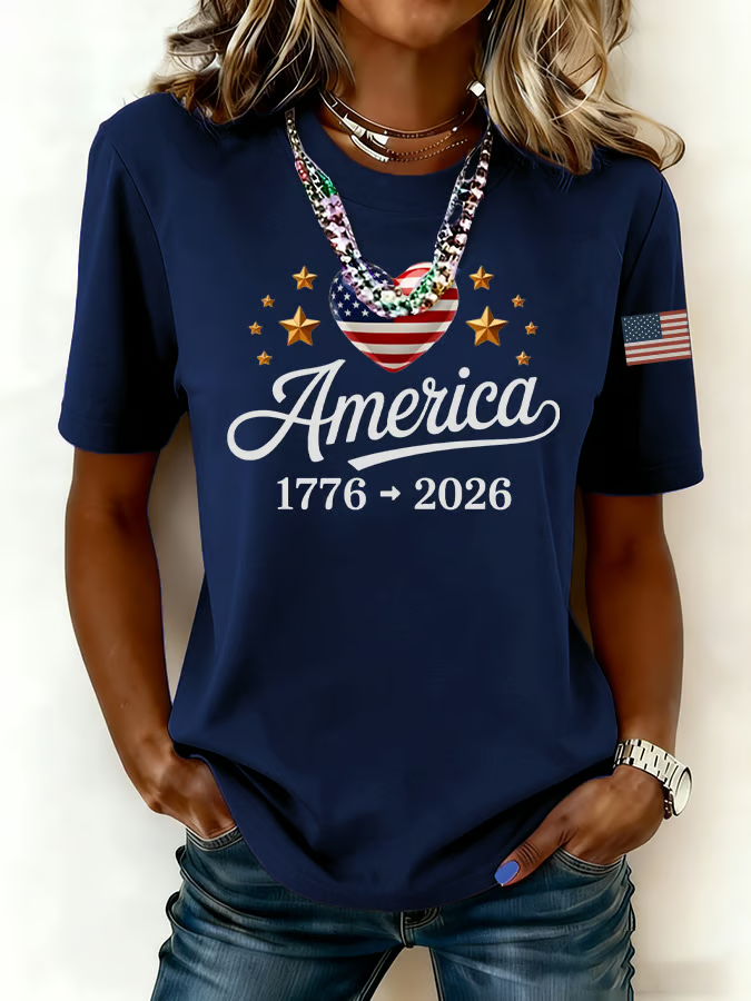 Women'S Casual American 250th Anniversary Commemorative Printed Shirt