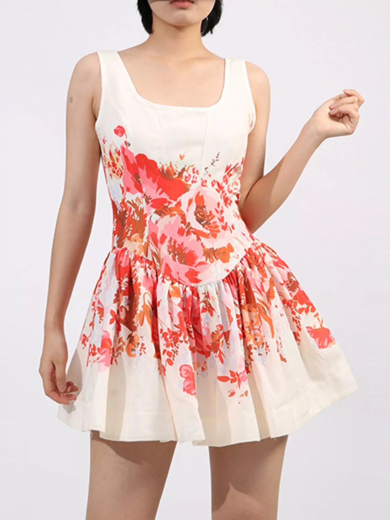 Floral Print Sleeveless A-Line Mini Dress