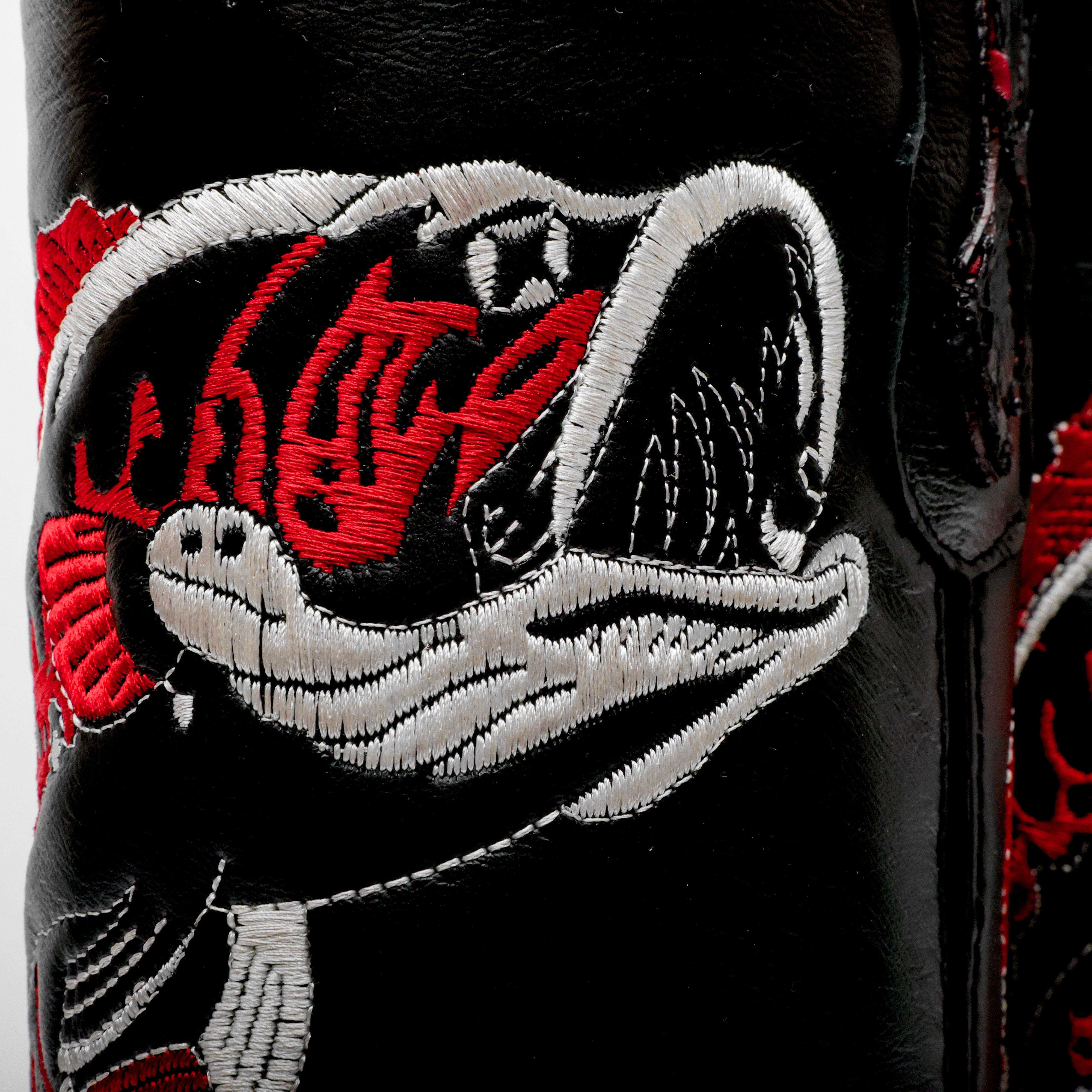 Black Cherry Pirarucu Leather Boots - Square Toe