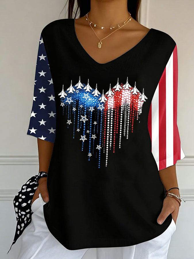 Women'S Independence Day 250Th Anniversary Printed Short Sleeves