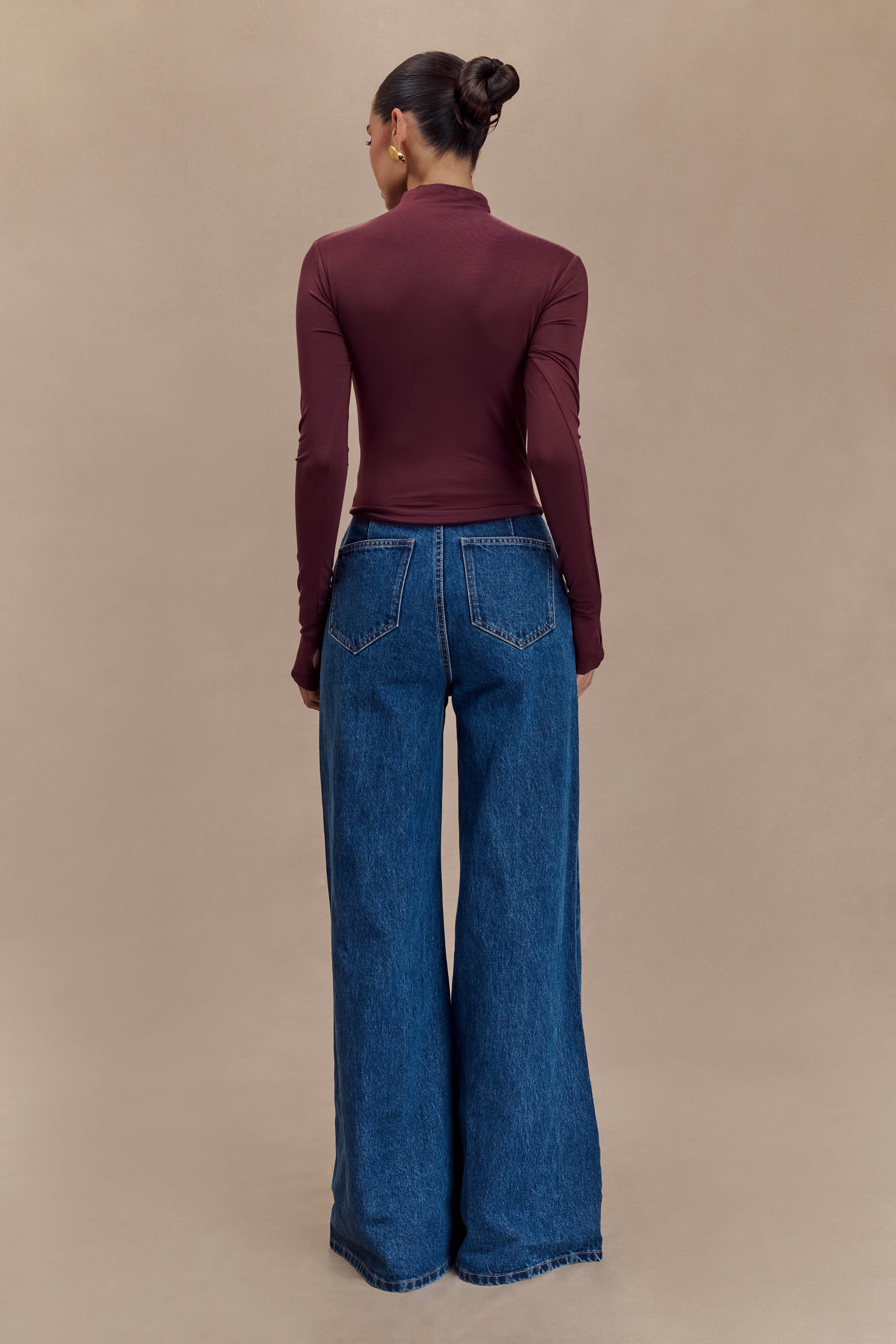 Mahogany Modal Long Sleeve High Neck Top