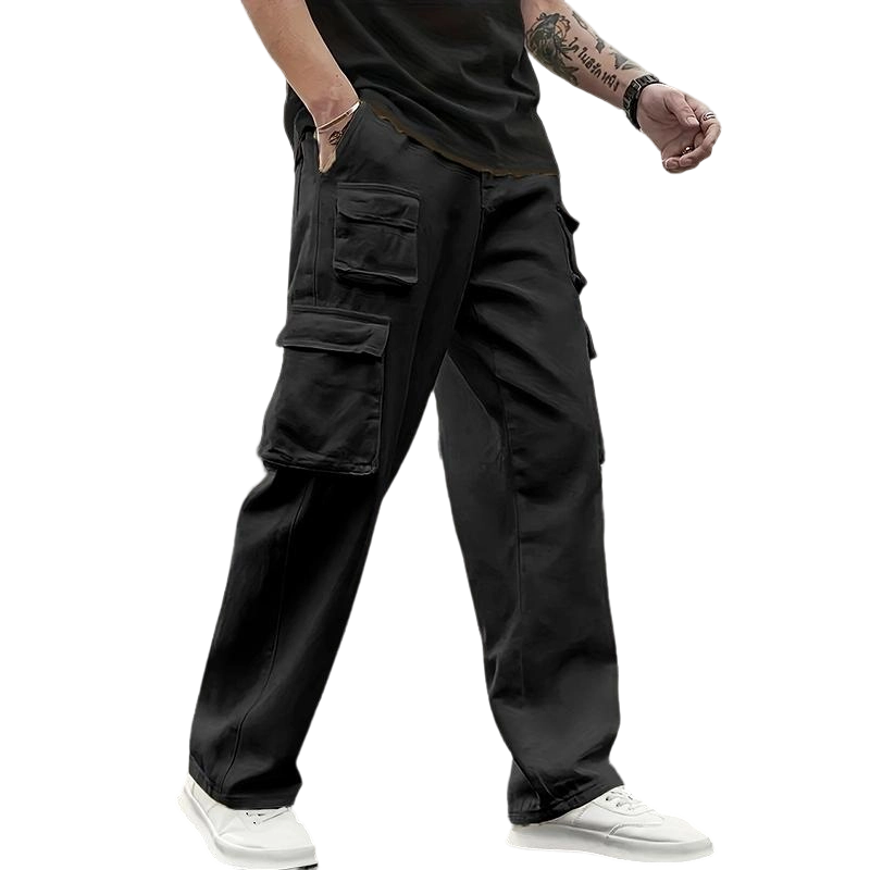 Men's Multi-Pocket Cargo Joggers, Solid Color Lightweight Casual Pants