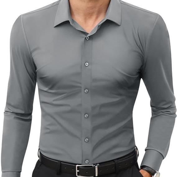 🔥Last Day Promotion!🔥Men’s Stretch Slim-Fit Long Sleeve Dress Shirt