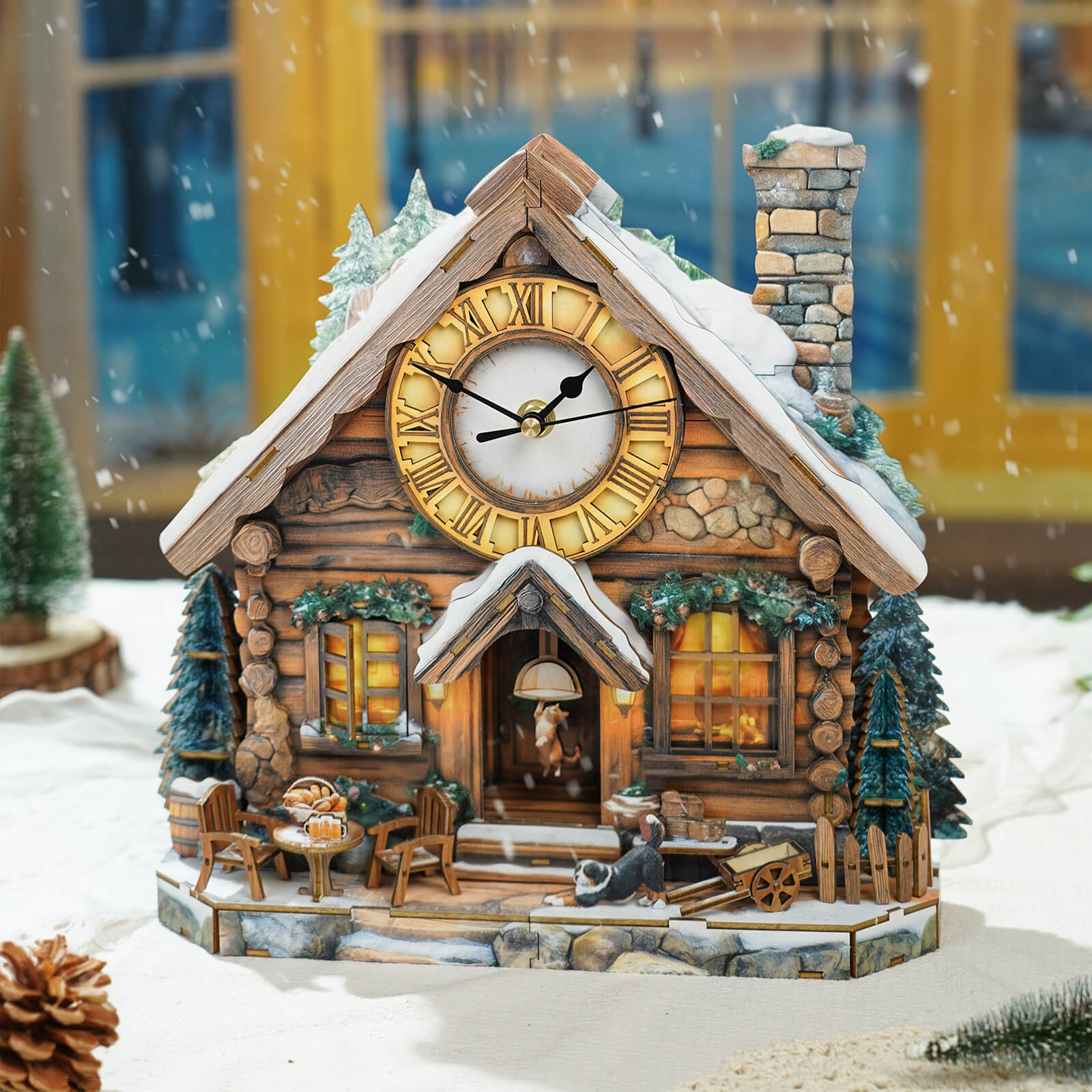 Swiss Chalet â€“ DIY Wooden Clock, 3D Puzzle Craft Kit