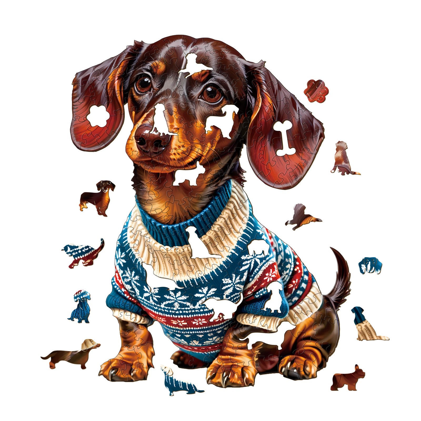 Trendy Dachshund Wooden Jigsaw Puzzle