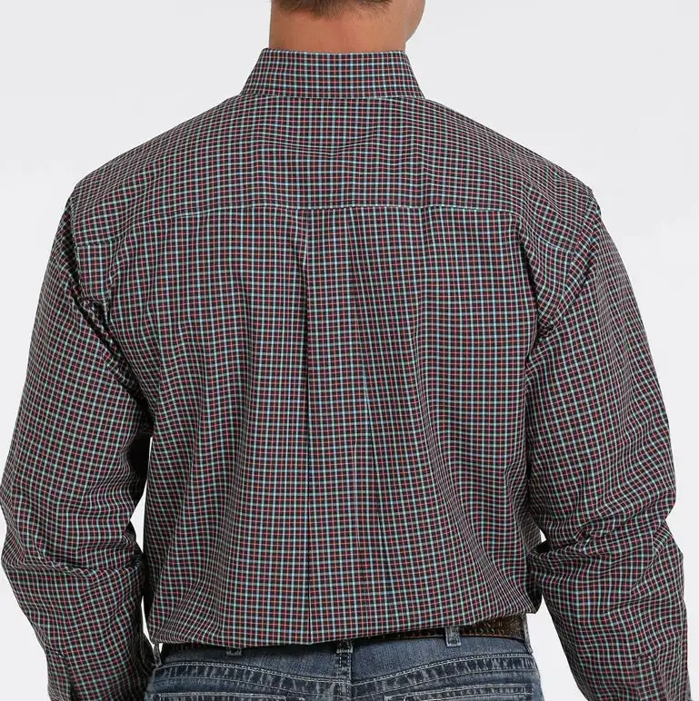 Men’s Cinch Navy, Red and Teal Plaid Long Sleeve Shirt