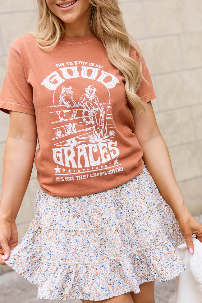 Good Graces Rust Brown Graphic Tee
