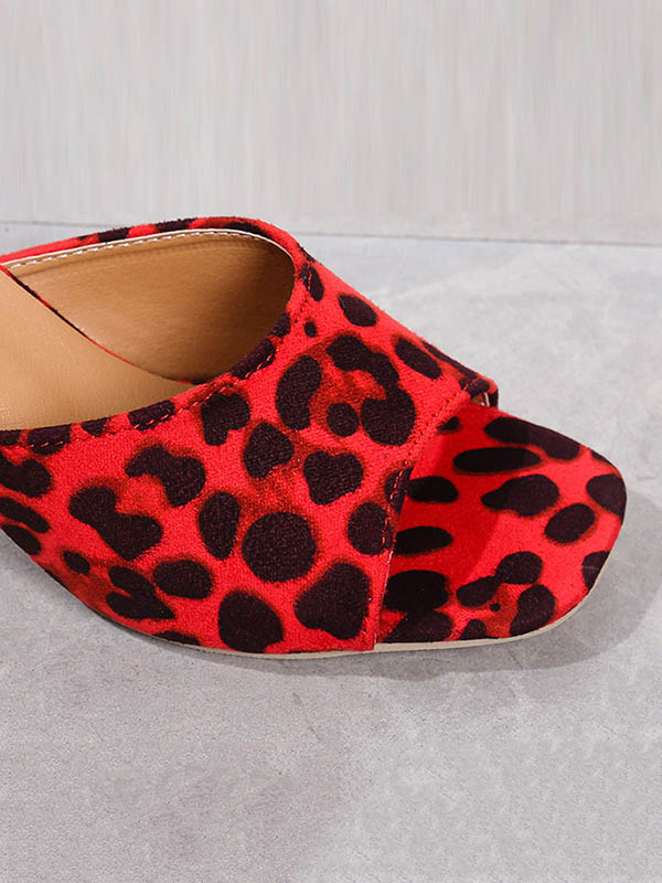 Leopard Open Toe Slippers Pumps Sandals