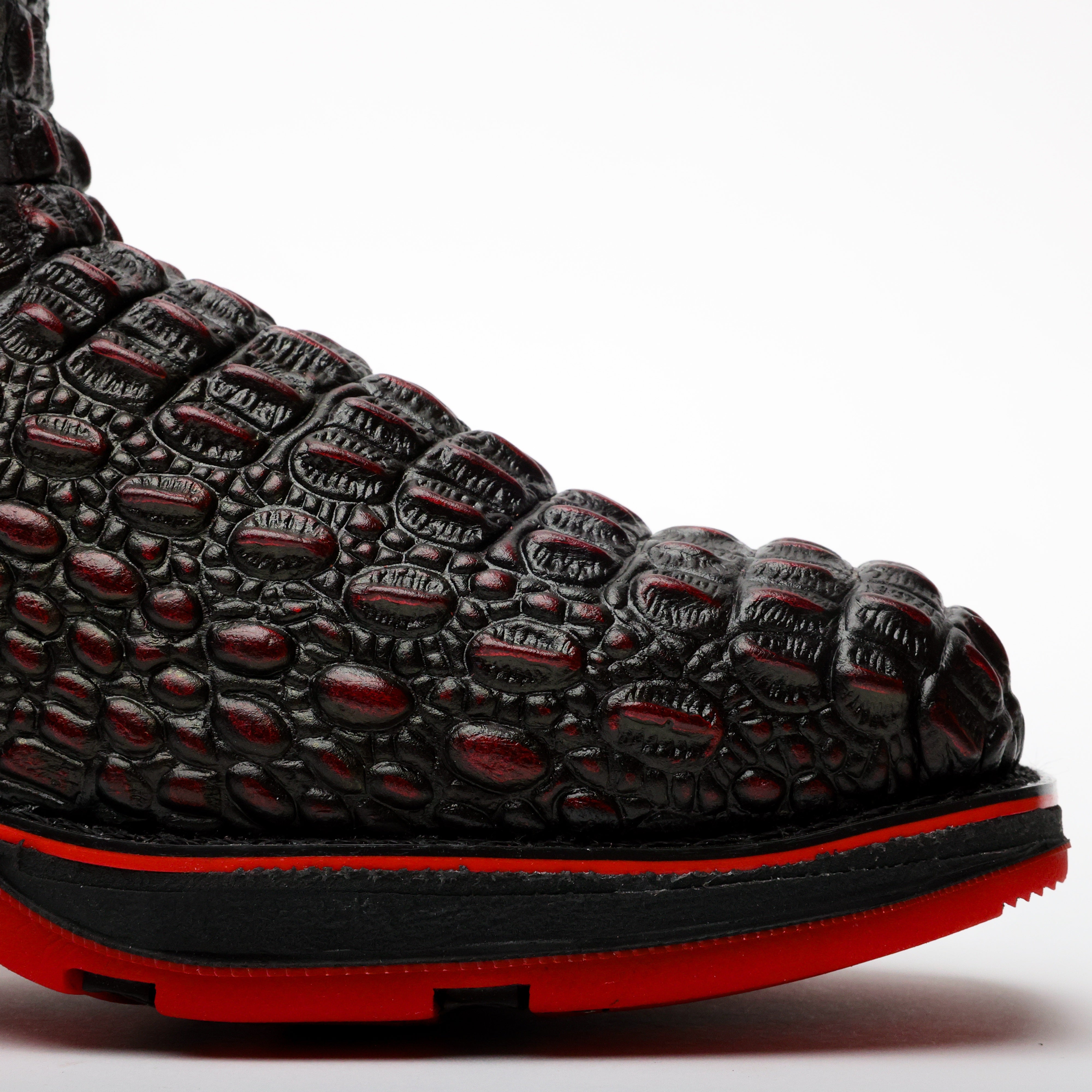 Black Cherry Caiman Hornback Leather Boots With 3D Lightweight Sole - Composite Toe