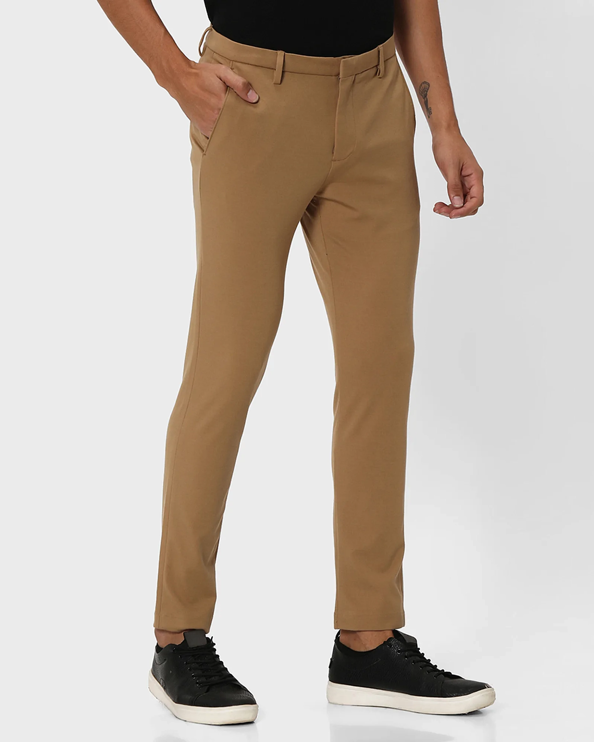 Classic Versatile Soft Slim-Fit Straight-Leg Khaki Trousers