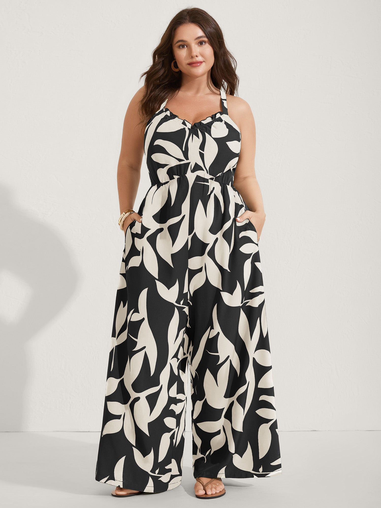 Silhouette Floral Print Sweetheart Jumpsuit