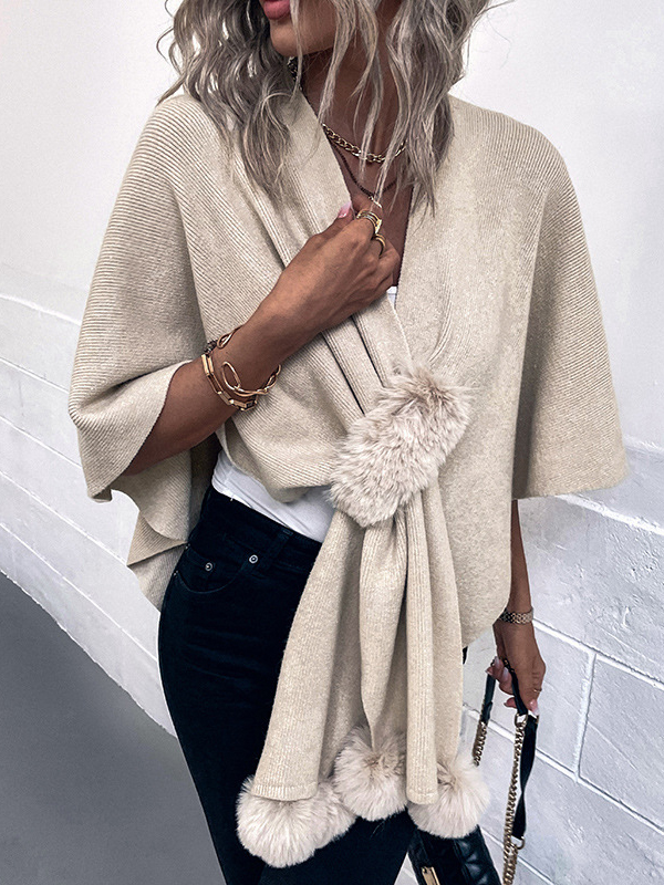 Casual Solid Color Hairball Shawl&Scarf