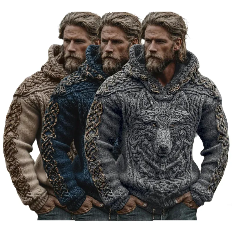 Men's Viking Celtic Pattern Art Cozy Hooded Sweater