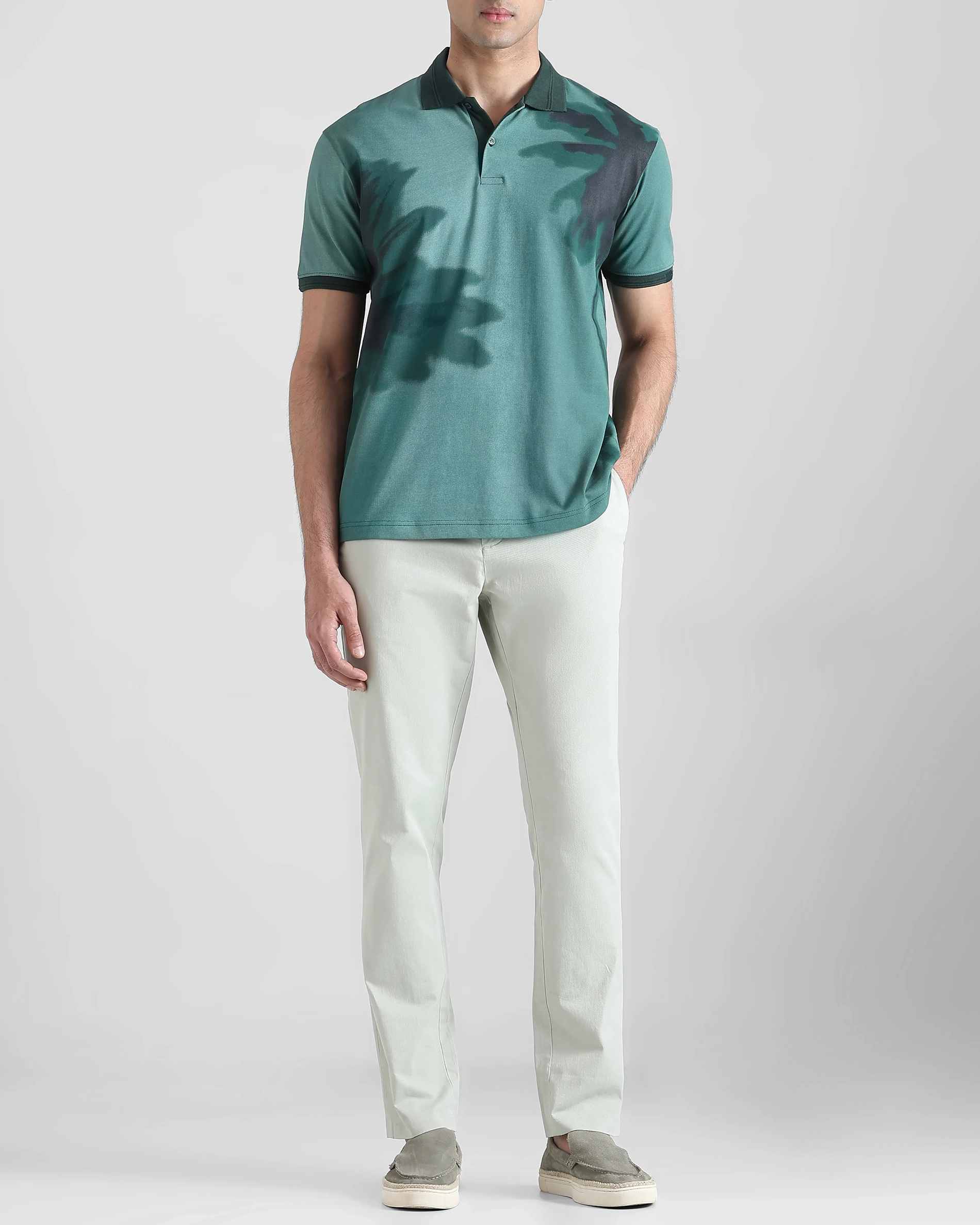 Daily Simple And Slimming Dark Green Polo Shirt