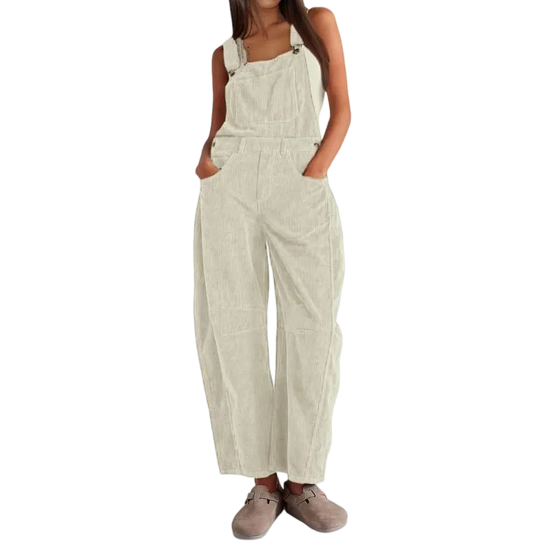 Women's Corduroy Overalls Barrel Wide Leg Bib Pants