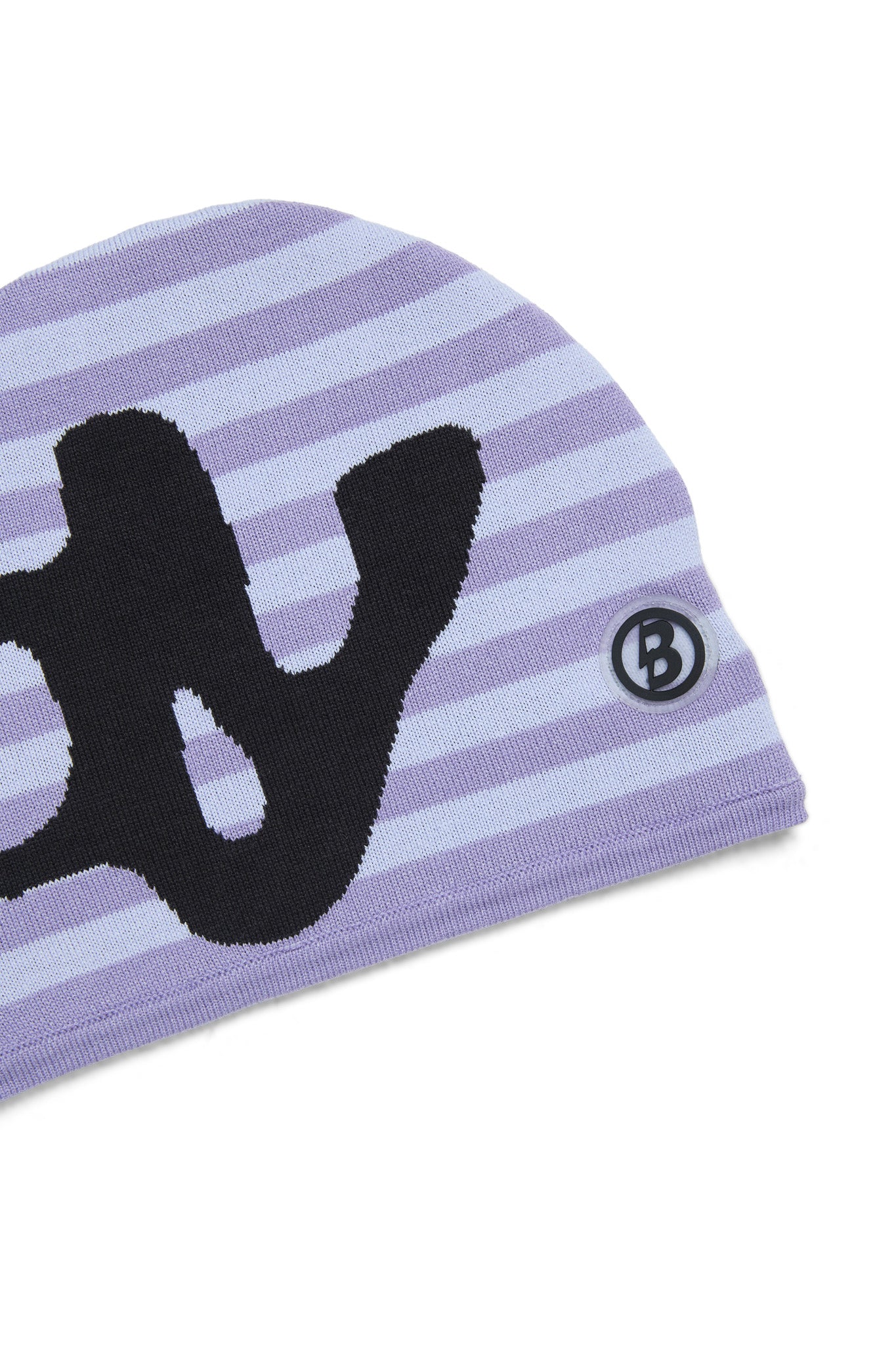 STRIPED KNIT BEANIE (LAVENDER/BLACK)