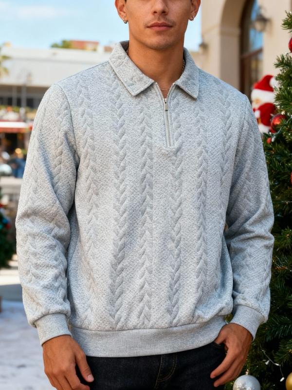 Men's Classic Cable Knit Quarter-Zip Pullover