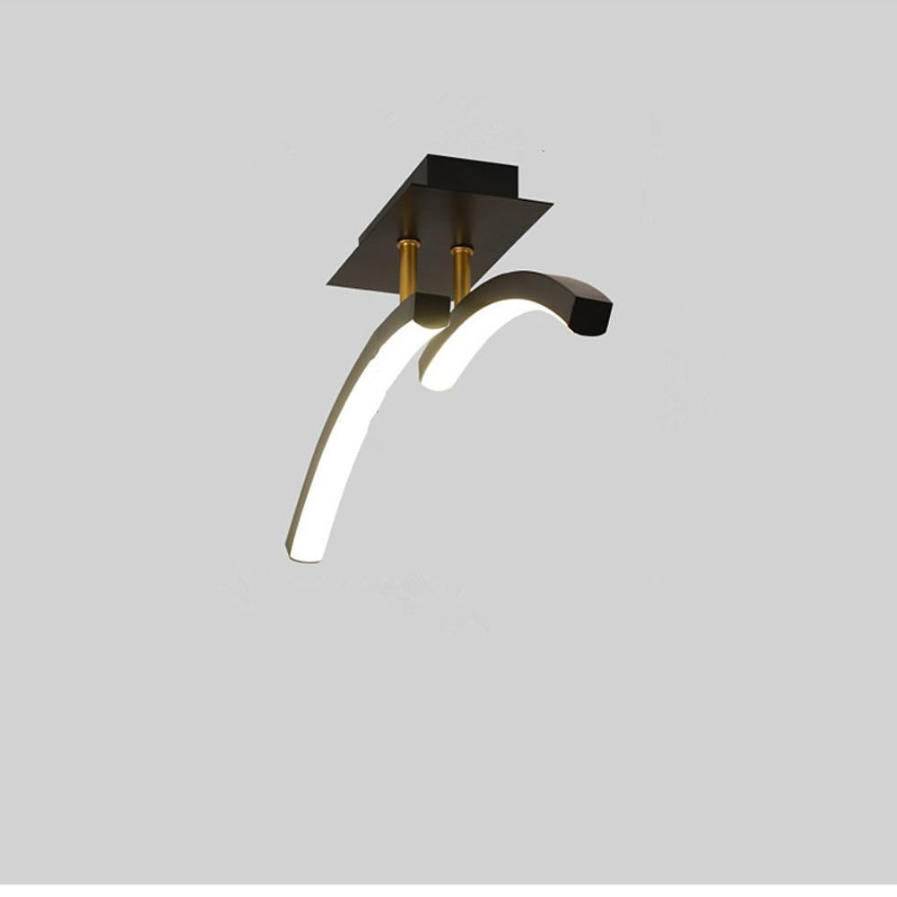 Black Flush Mount Ceiling Light Modern Arc Shaped Dimmable Light