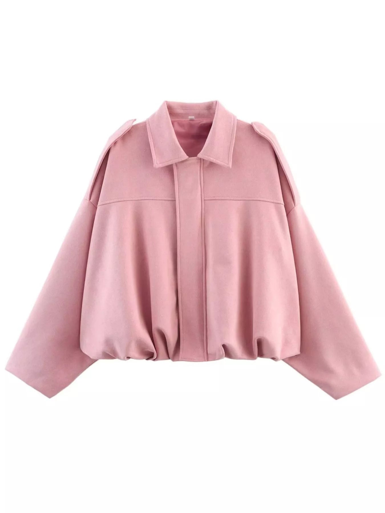 Collared Neck Dropped Shoulder Jacket