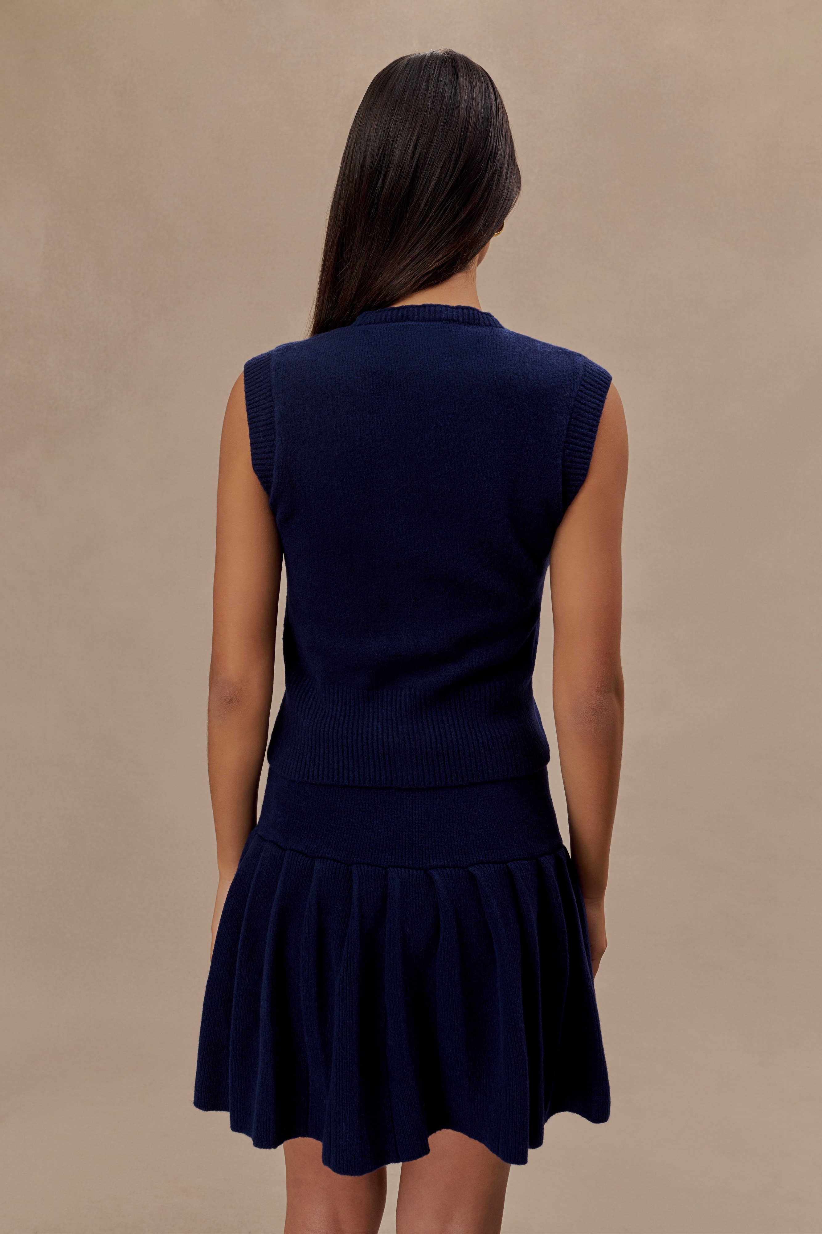 Navy Sleeveless Knit Vest