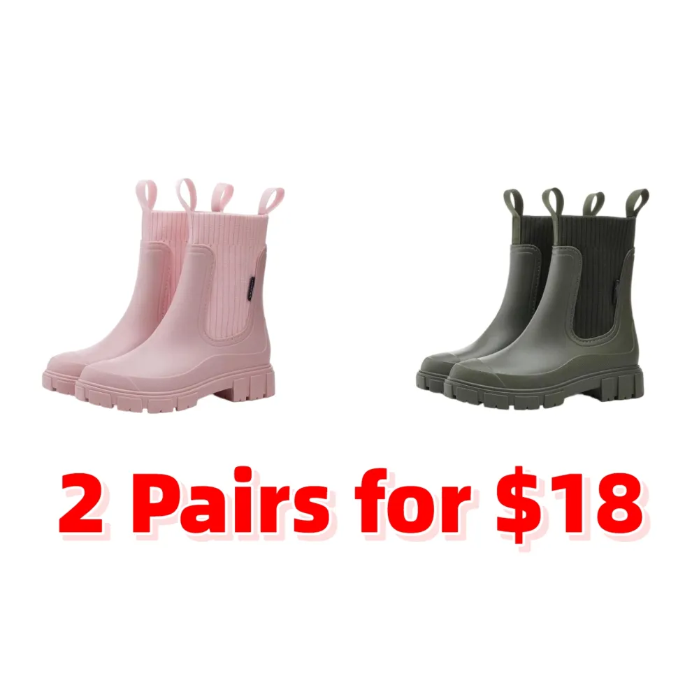 Women's Solid Color Waterproof Rain Boots