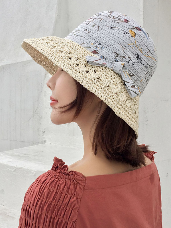Leisure Print Sun-Protection Straw Hat