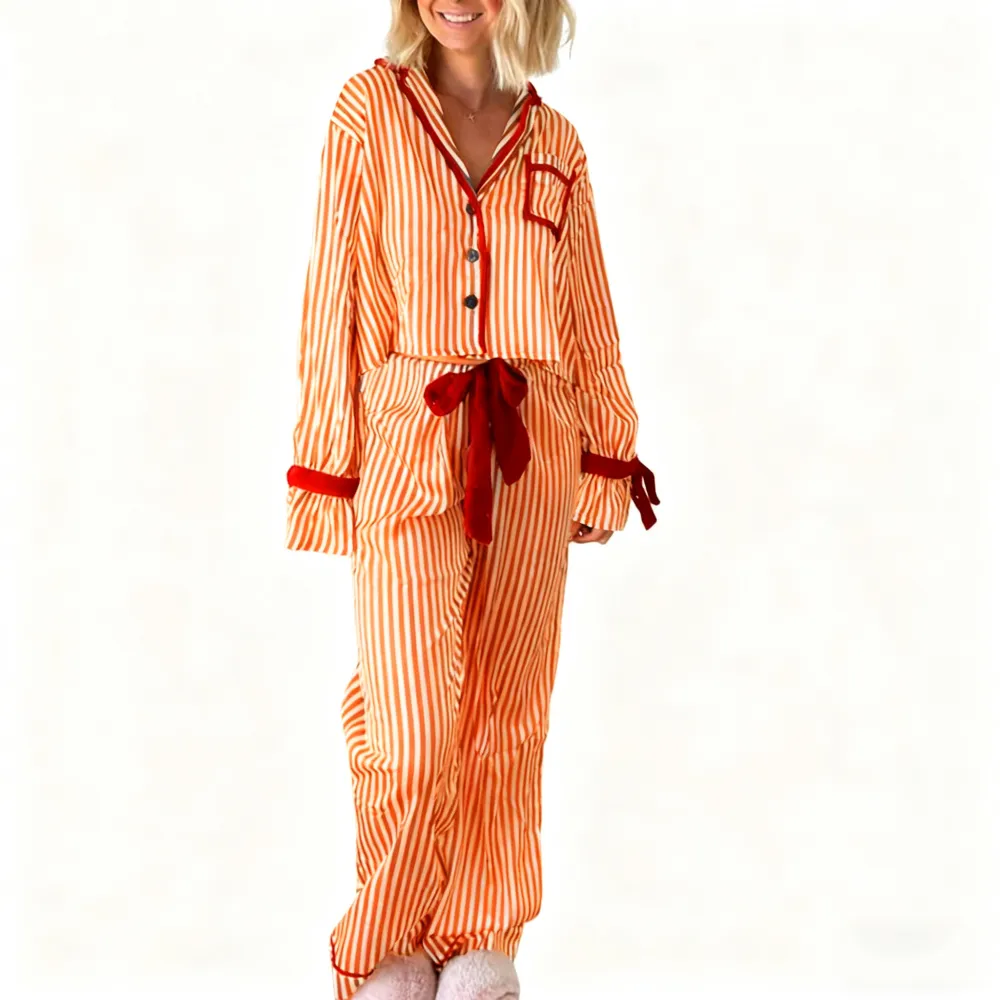 Womens Striped Pajama Set