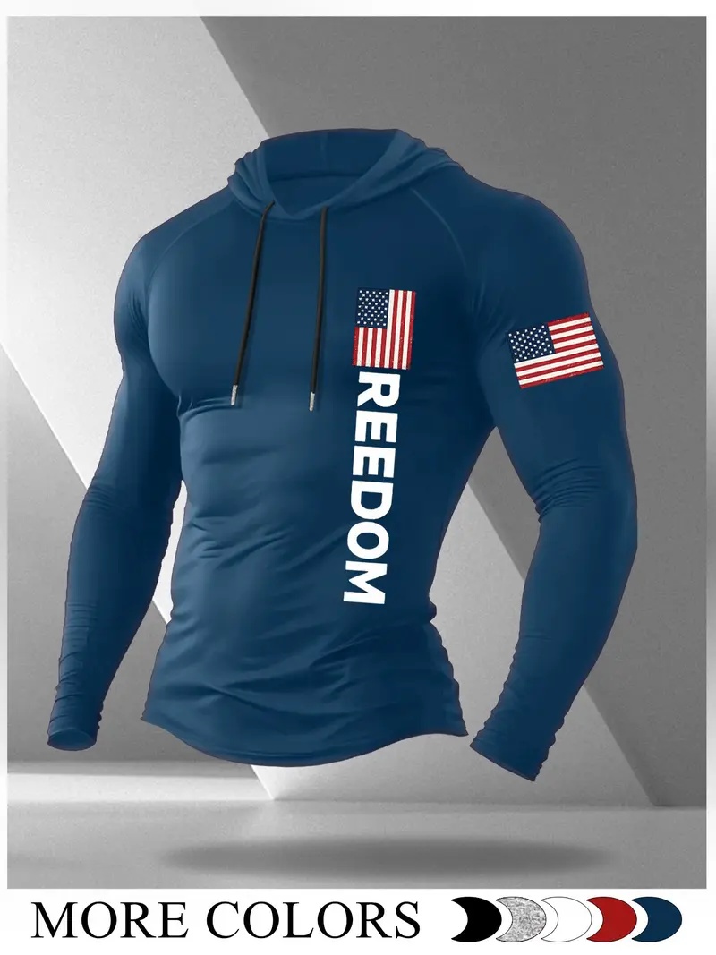 Men's Cartoon Print Long Sleeve Hooded T-Shirt