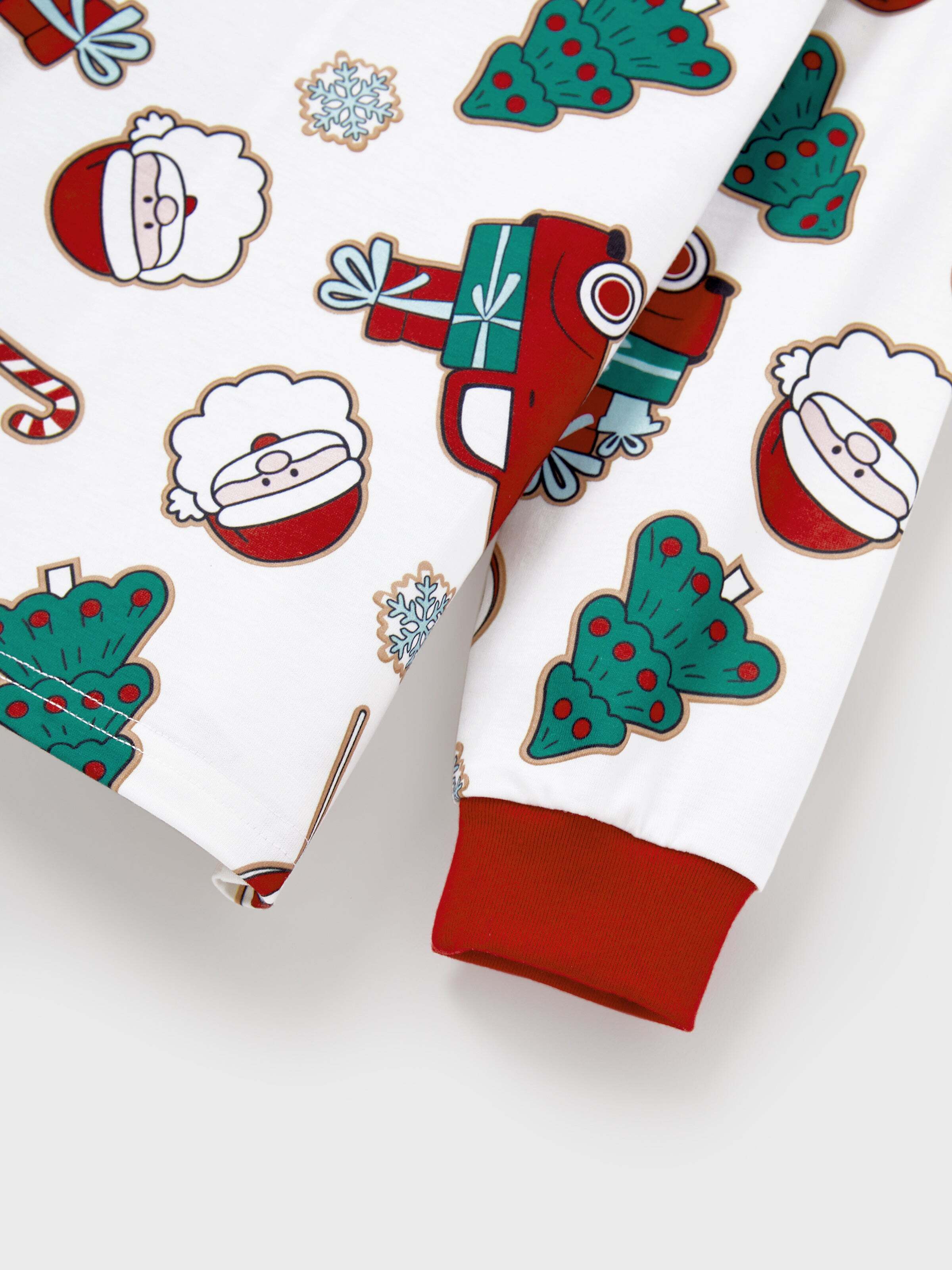 Christmas Matching Family Pajamas Set Santa Claus and Christmas Tree Print White PJS with Christmas Socks White