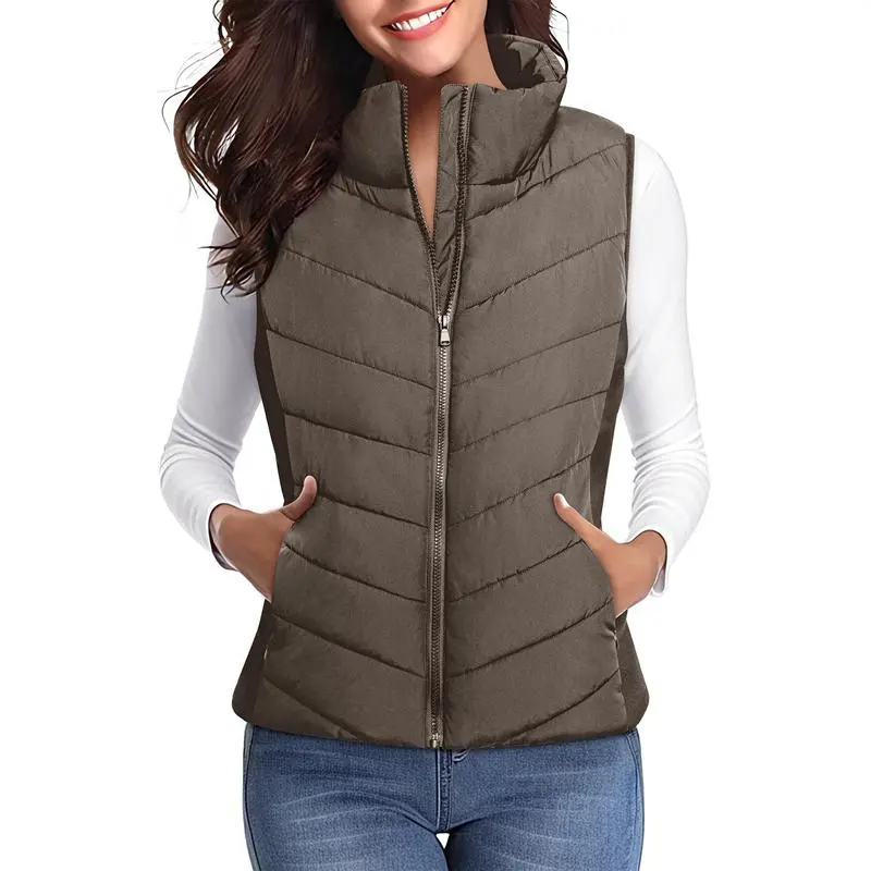 Puffer Vest Women Sleeveless Zip Up Outerwear