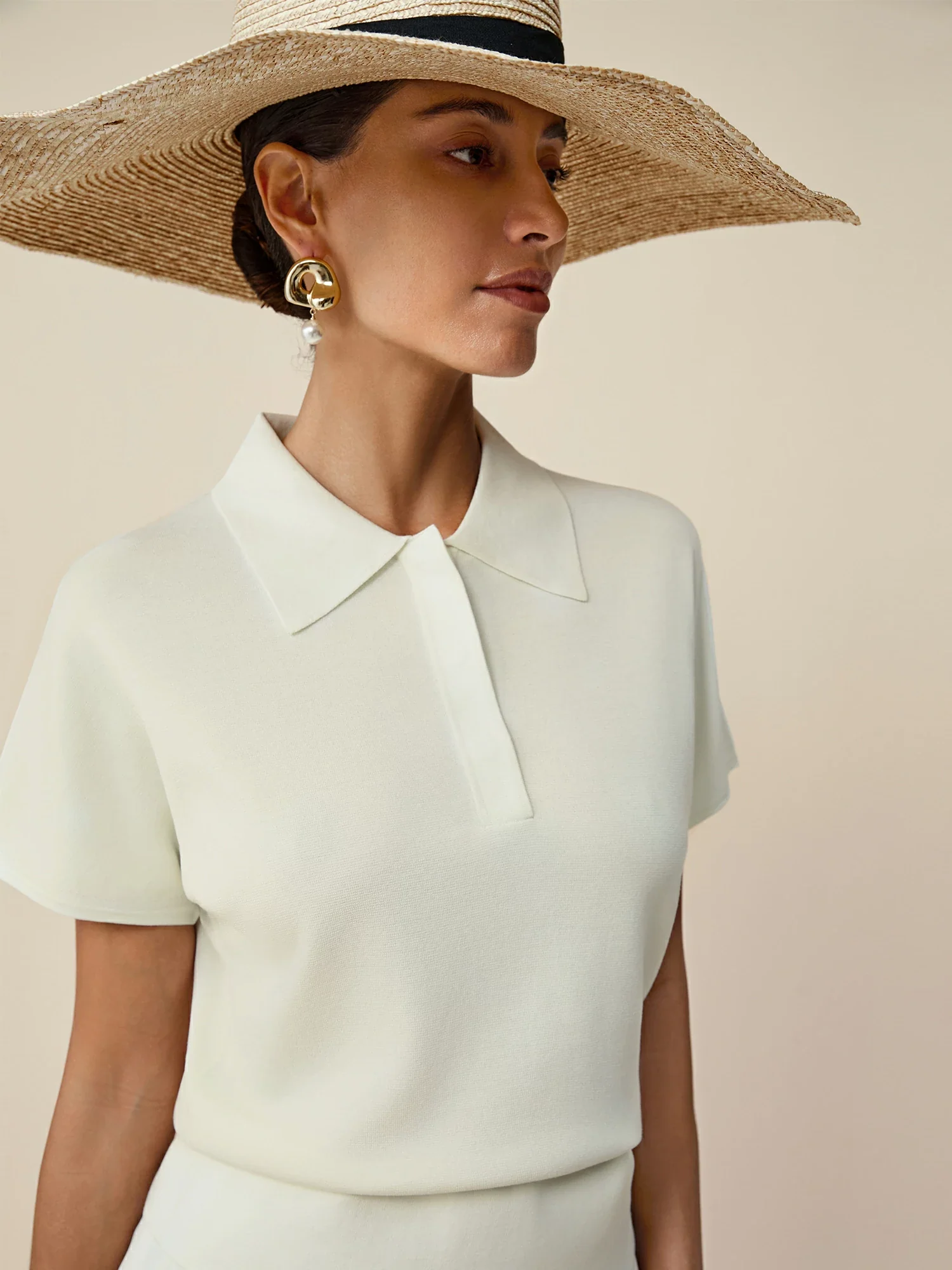 Polo Neck Short Sleeve Knit Shirt