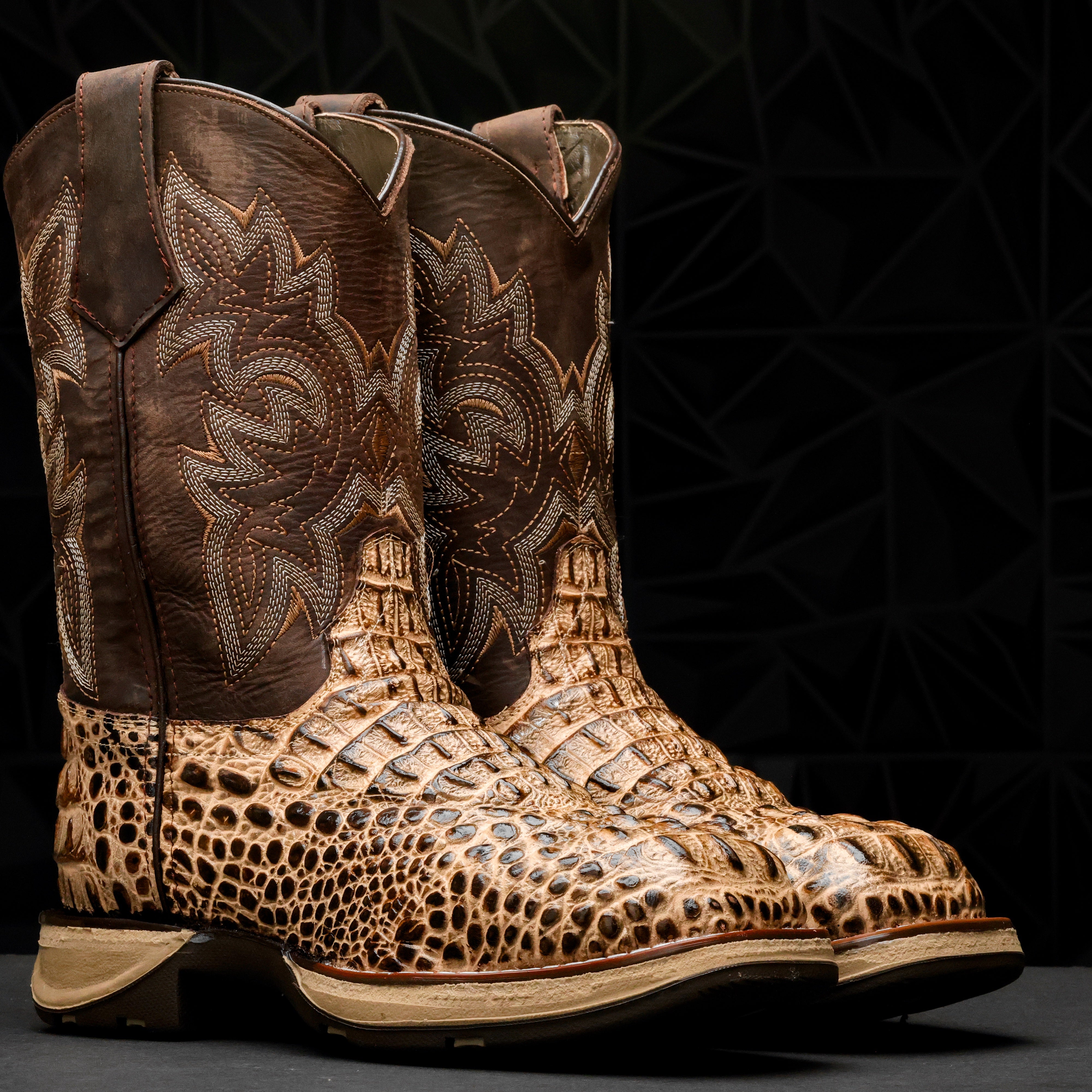 Bone Caiman Neck Leather Boots With 3D Lightweight Sole - Composite Toe