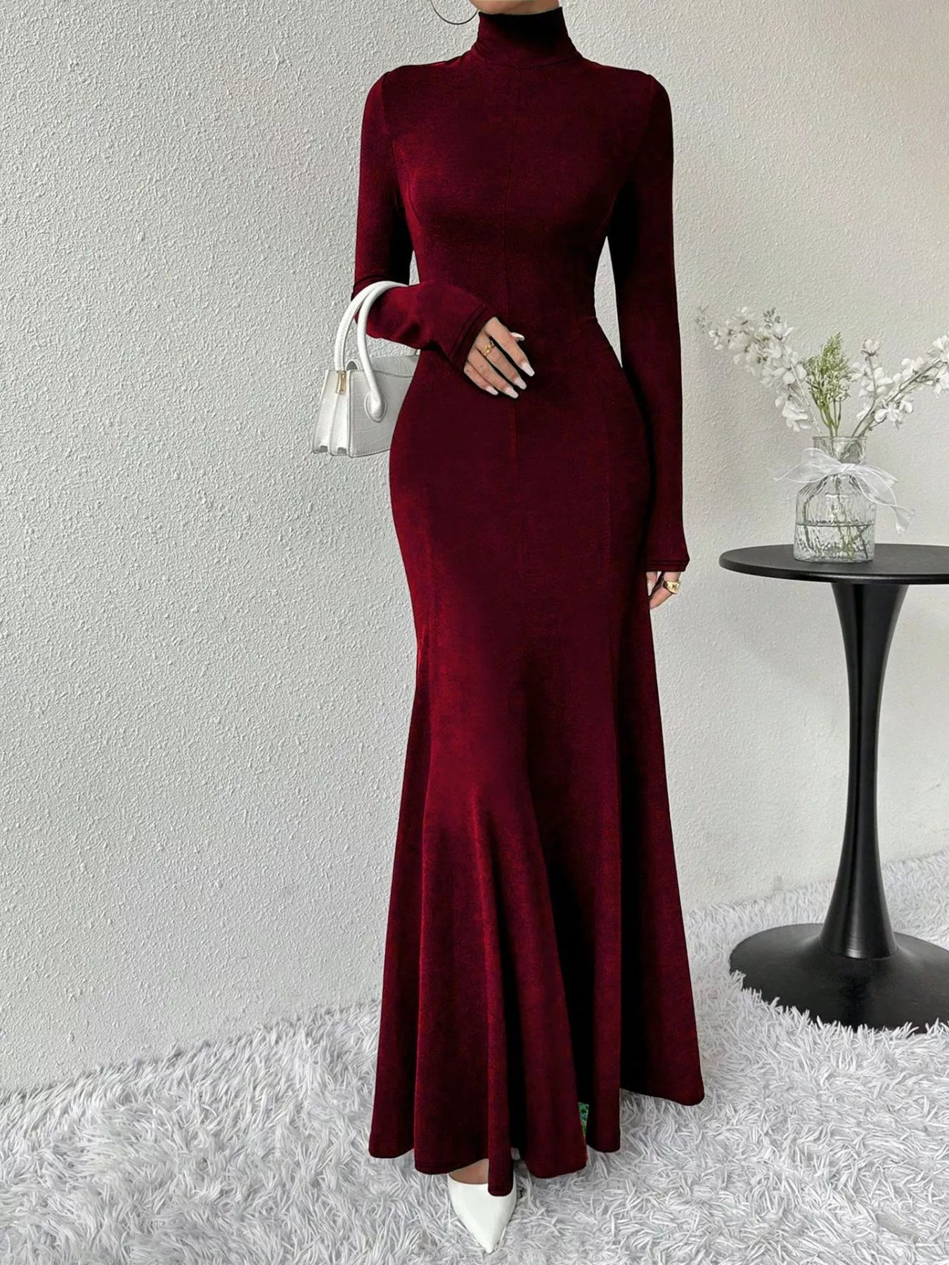 Turtleneck Long Sleeve Maxi Mermaid Dress