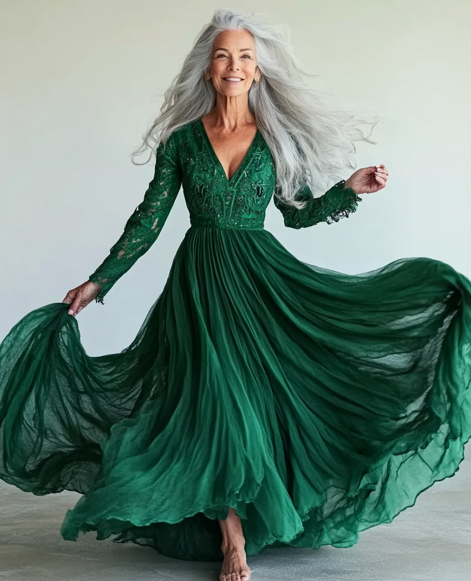 Elegant and comfortable floral V-neck backless dress   0215